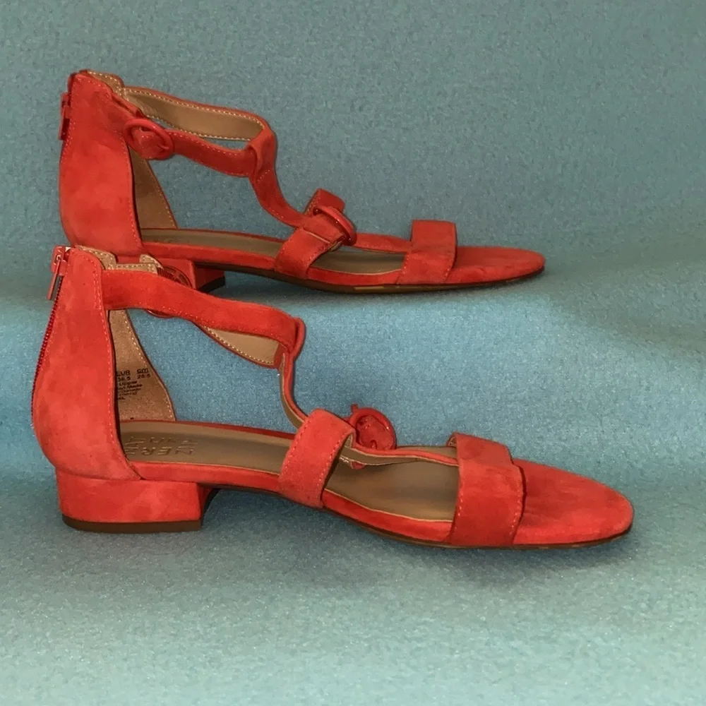 NATURALIZER Mabel suede strappy sandals adjustable zip back rust NEW size 8.5W